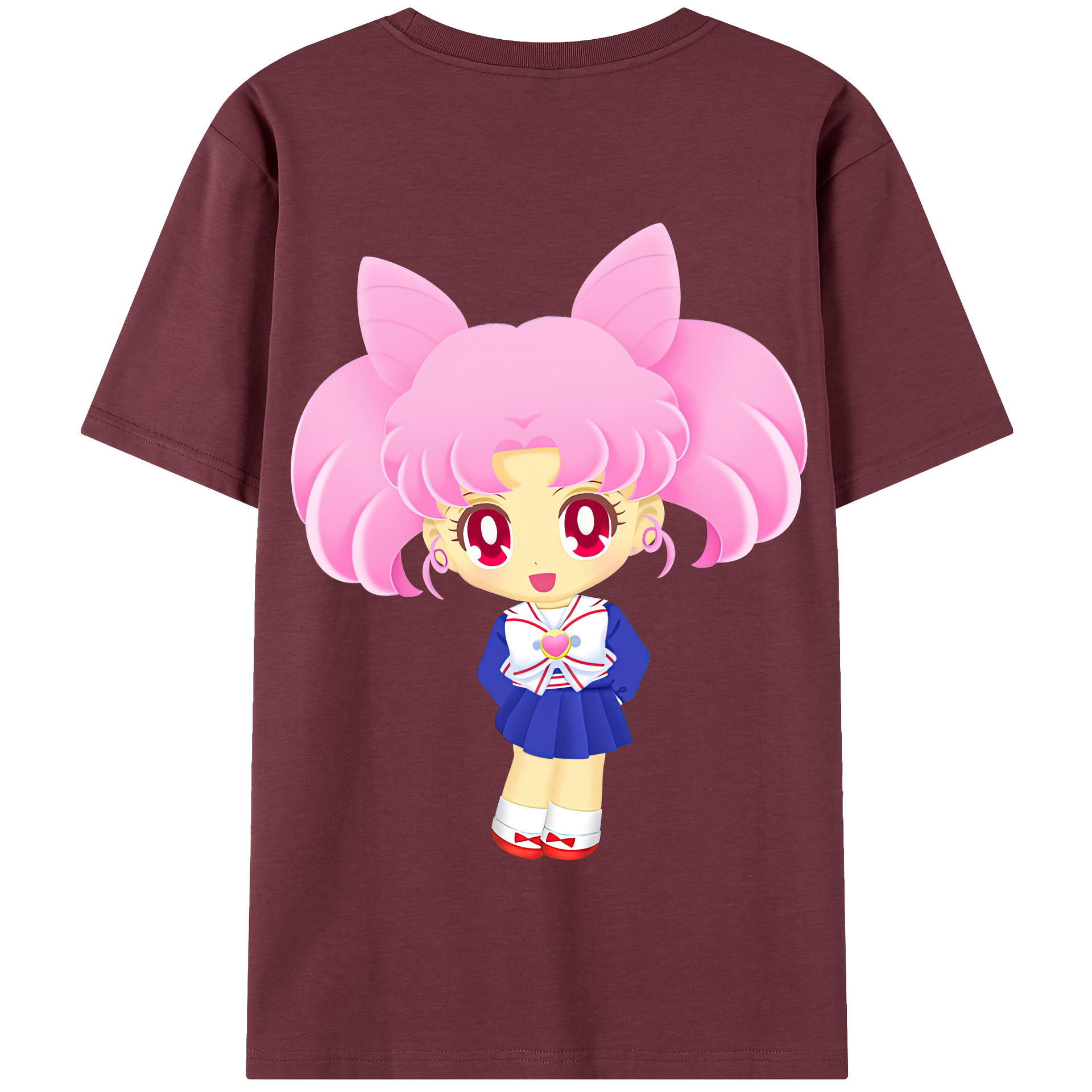 （画像用） 美少女戦士セーラームーン ちびうさ Sailor Moon Chibiusa Tsukino Usagi Small Lady Serenity 綿100％半袖Tシャツ（背面プリント）